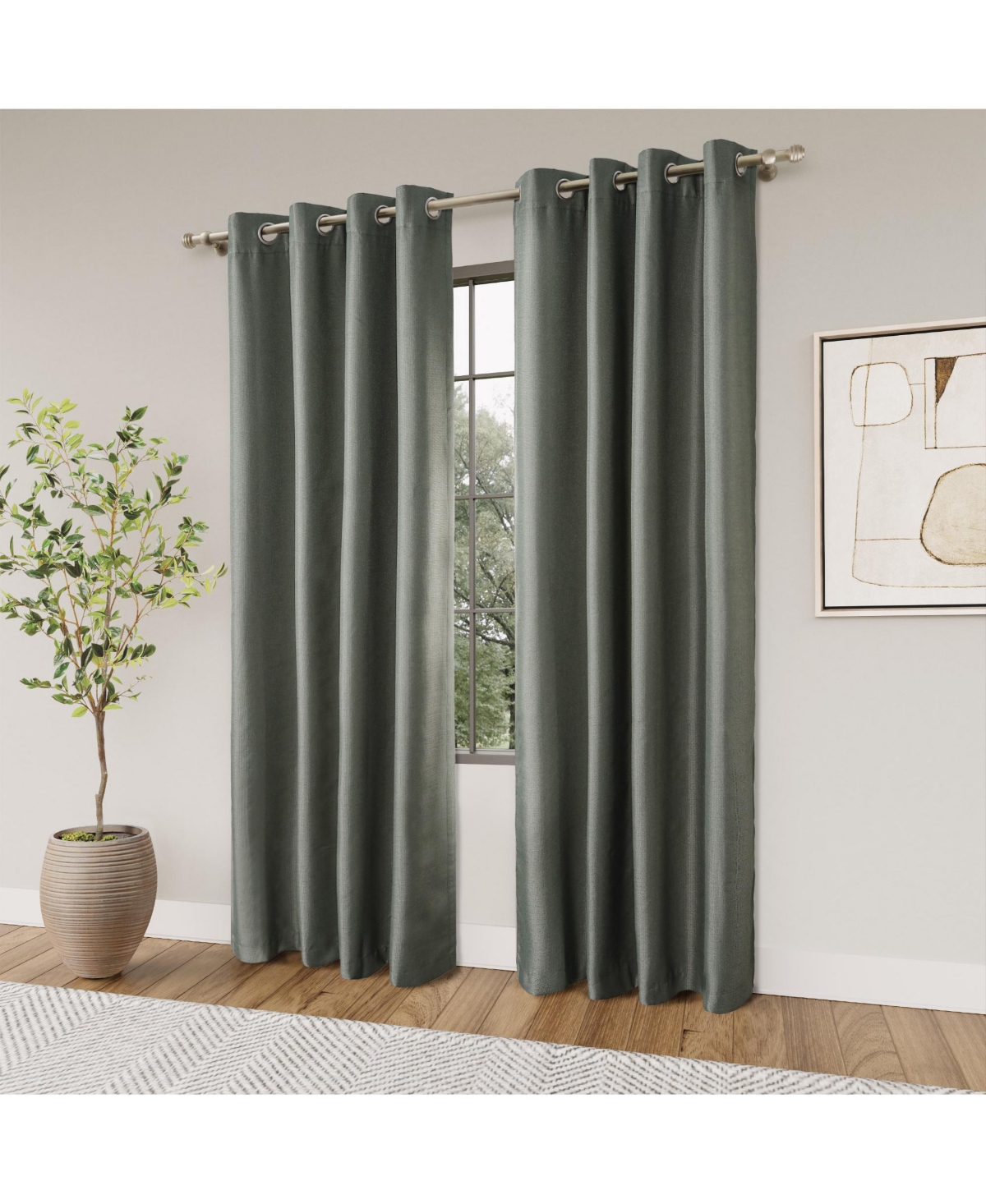 Awesome Home Textured 100% Blackout Grommet Curtains Pair(2 panels), 52