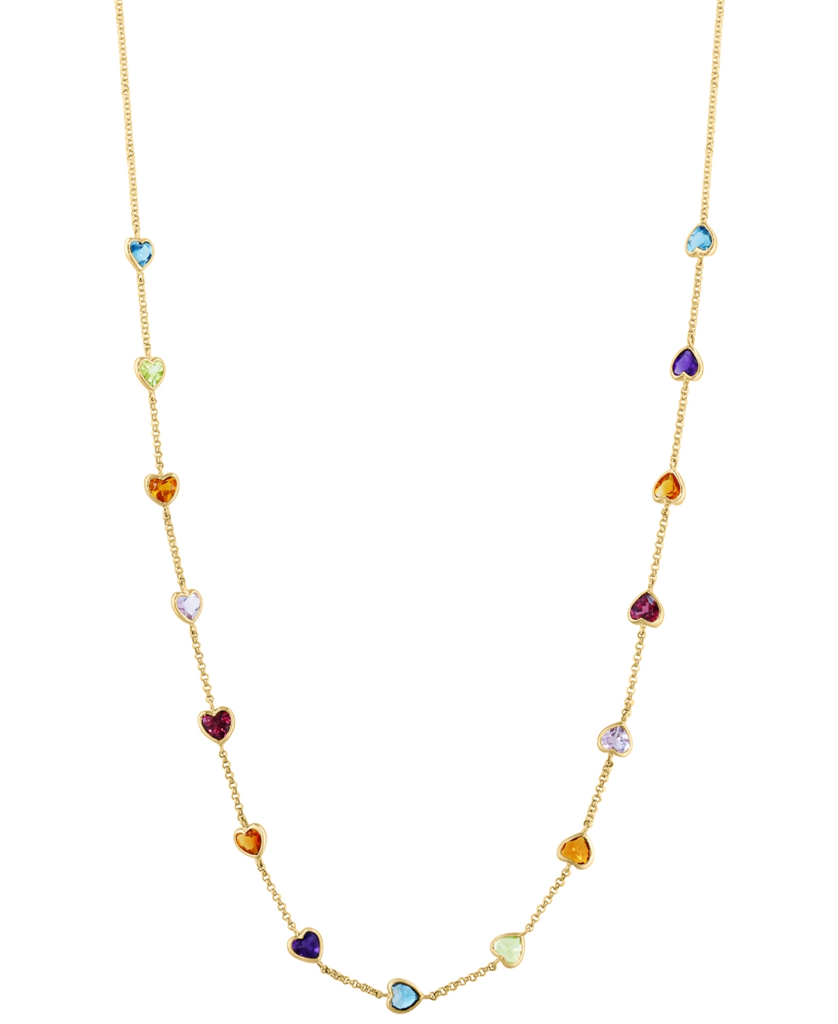 EFFY COLLECTION EFFY MULTI-GEMSTONE (4-1/2 CT. T.W.) HEART 18" STATION NECKLACE IN 14K YELLOW GOLD 