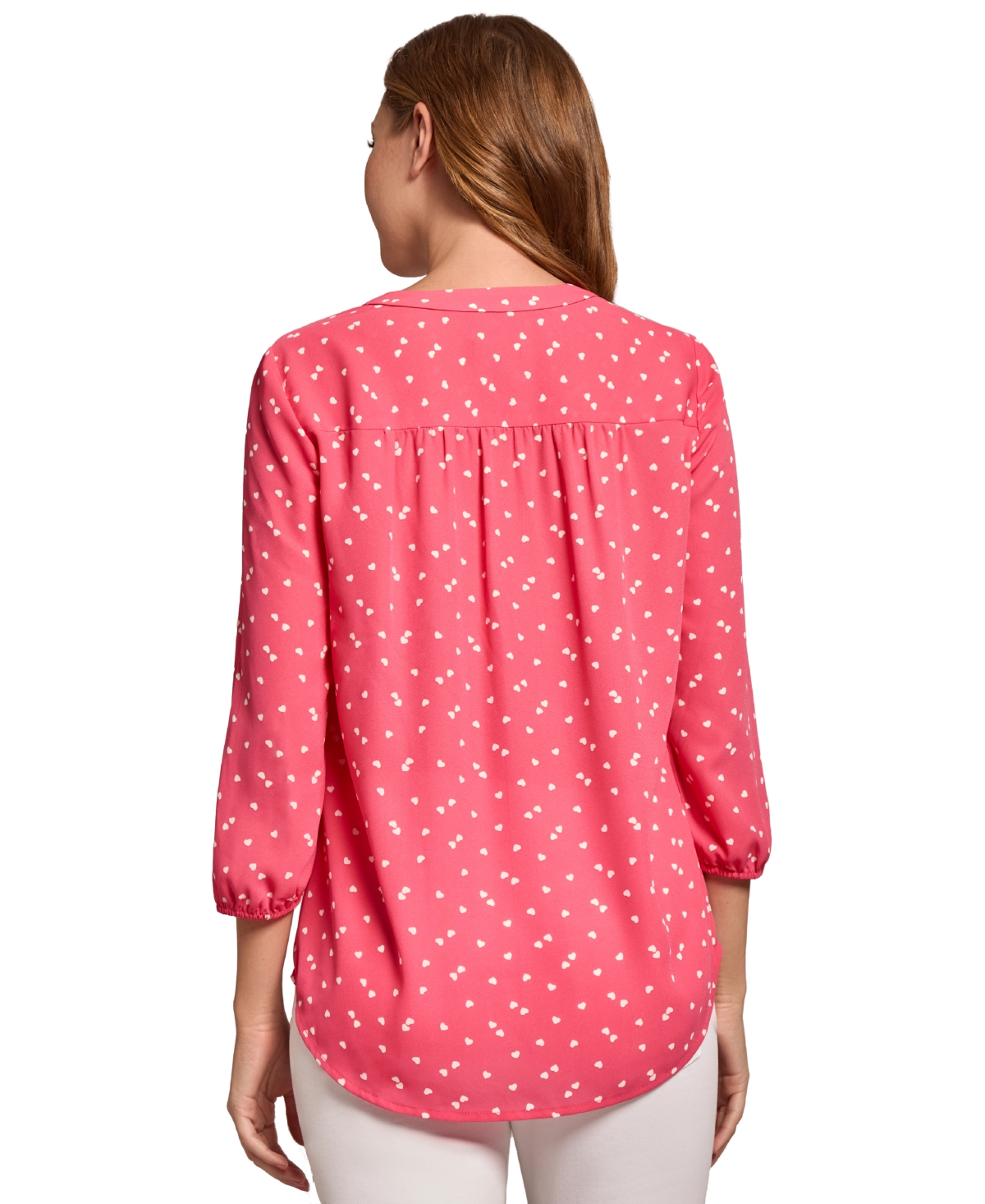 Jones New York Women's Kelly Printed Pleated-Front Blouse -Jones White