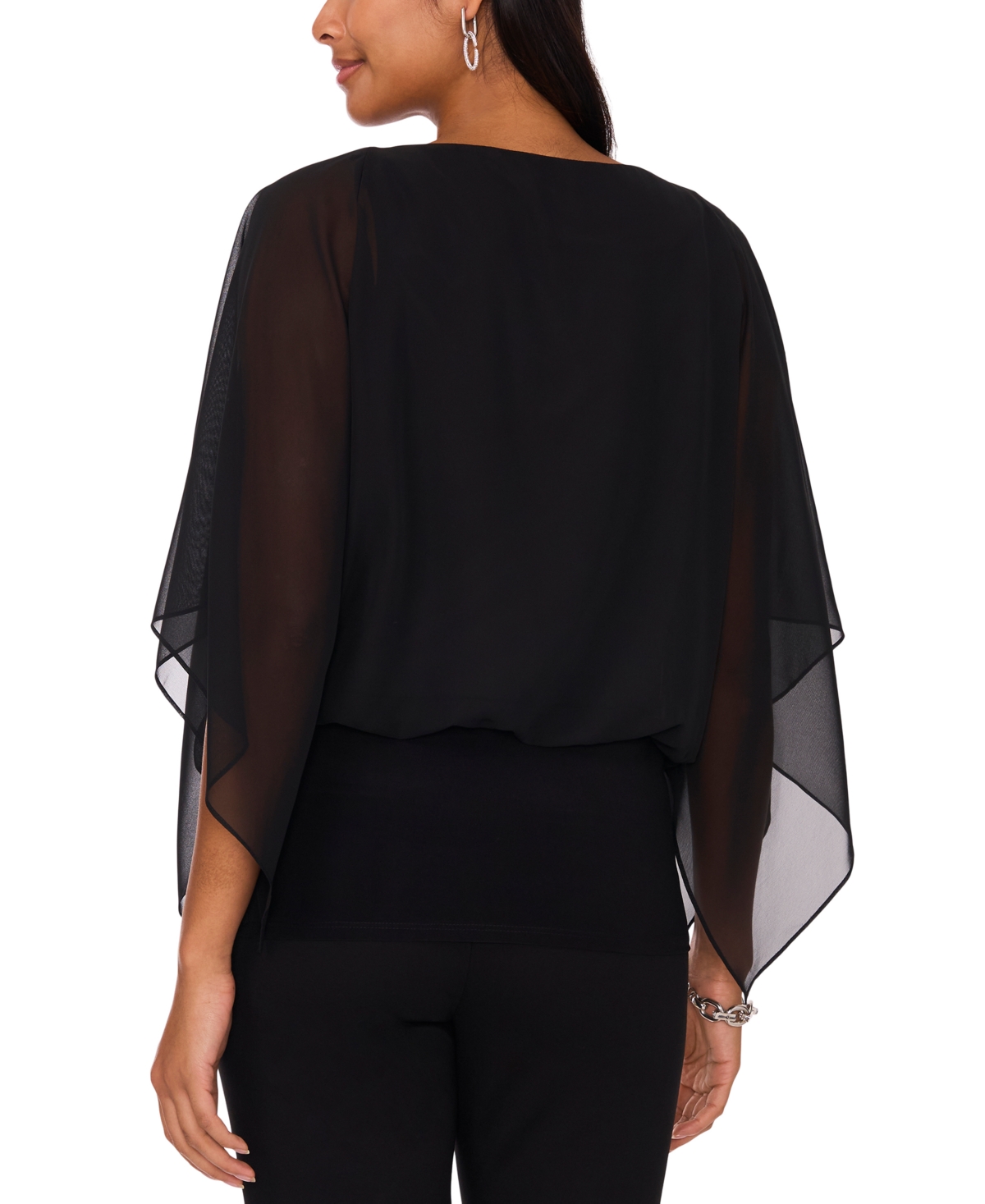 Msk Women's V-neck Dolman-sleeve Top In Blue