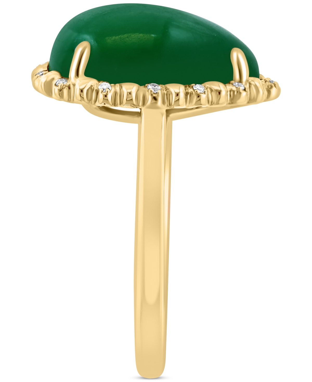 Effy Collection Effy Pear-shape Dyed Jade (6-1/2 Ct. T.w.) & Diamond (1/20 Ct. T.w.) Statement Ring In 14k Yellow Go In Jade