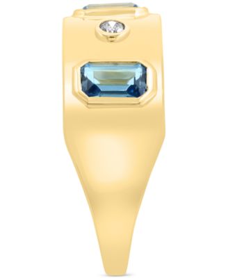 EFFY&reg; London Blue Topaz (1-1/6 ct. t.w.) & Diamond (1/20 ct. t.w) Band Ring in 14k Yellow Gold