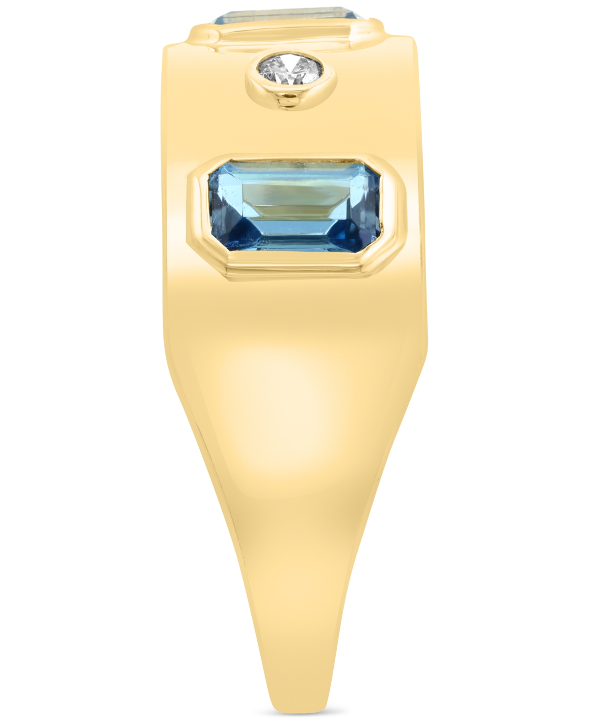 Effy Collection Effy London Blue Topaz (1-1/6 Ct. T.w.) & Diamond (1/20 Ct. T.w) Band Ring In 14k Yellow Gold In Blue Topaz