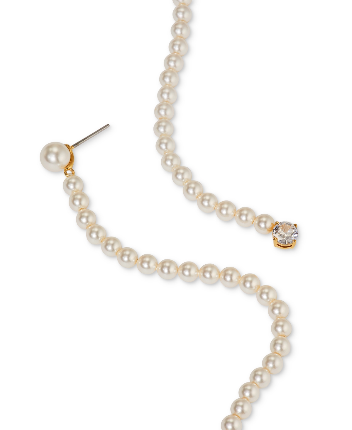 Ajoa Gold-tone Imitation Pearl Shoulder Sweeping Linear Drop Earrings In Gold