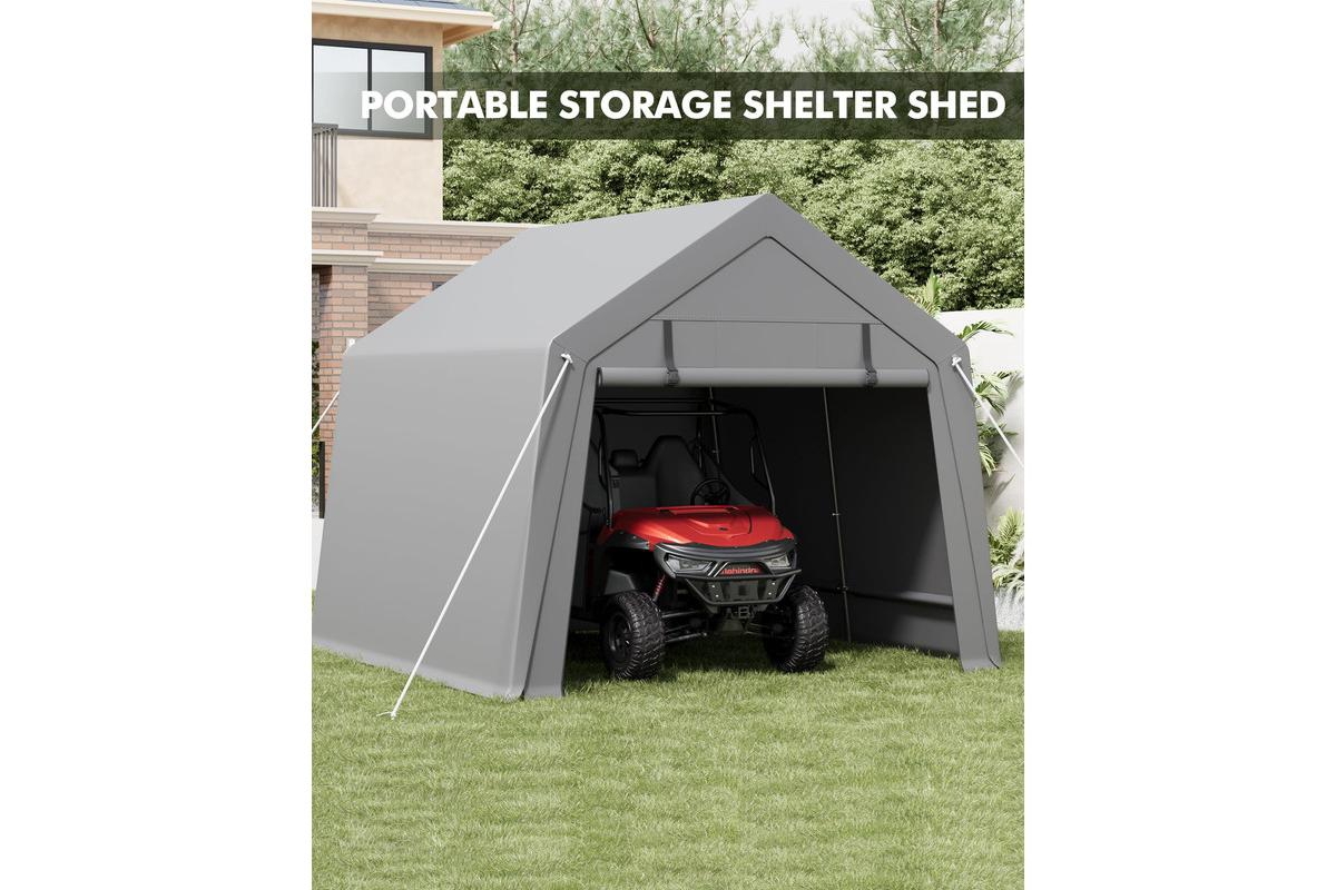 gaomon 10' x 10' Motorcycle Storage Shed, Heavy Duty Portable Tent with Rolled Zipper Door, Waterproof Design for Atv, Motorcycle, Bike, Firewood, and