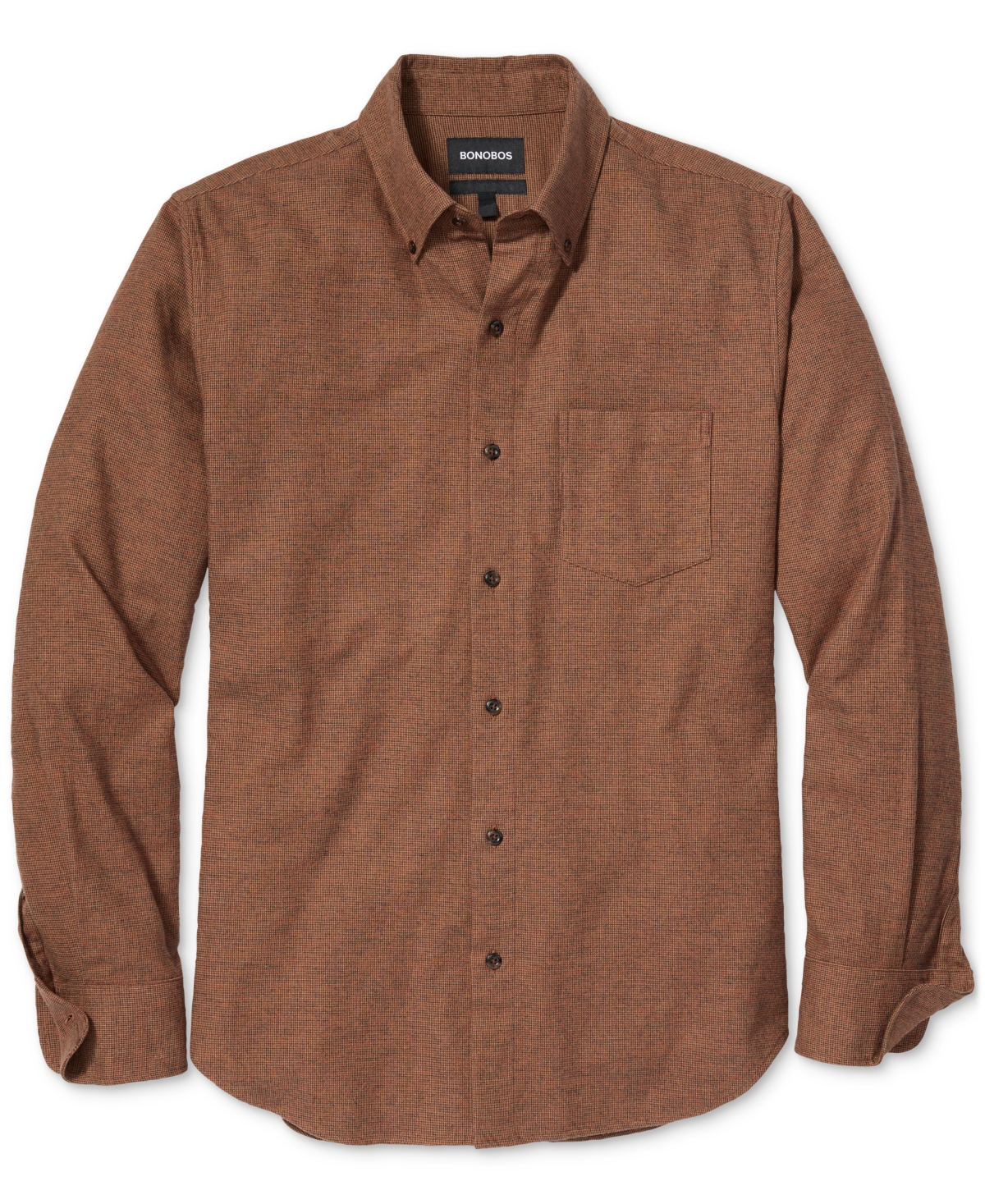 Men's Slim-Fit Houndstooth Flannel Shirt - Rust Dobby Houndstooth