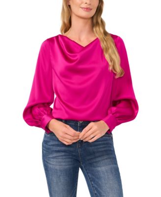 CeCe - Women's Cowlneck Blouson-Sleeve Blouse