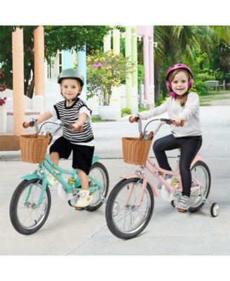 16/18 Inch Kids Bike Retro Bicycle with Adjustable Height and Basket for Ages 4-8 Years Old