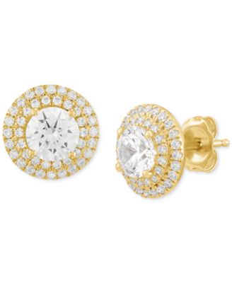 Grown With Love Lab Grown Diamond Double Halo Earrings 2 ct tw in 14k White or Yellow Gold - Yellow Gold 2175$