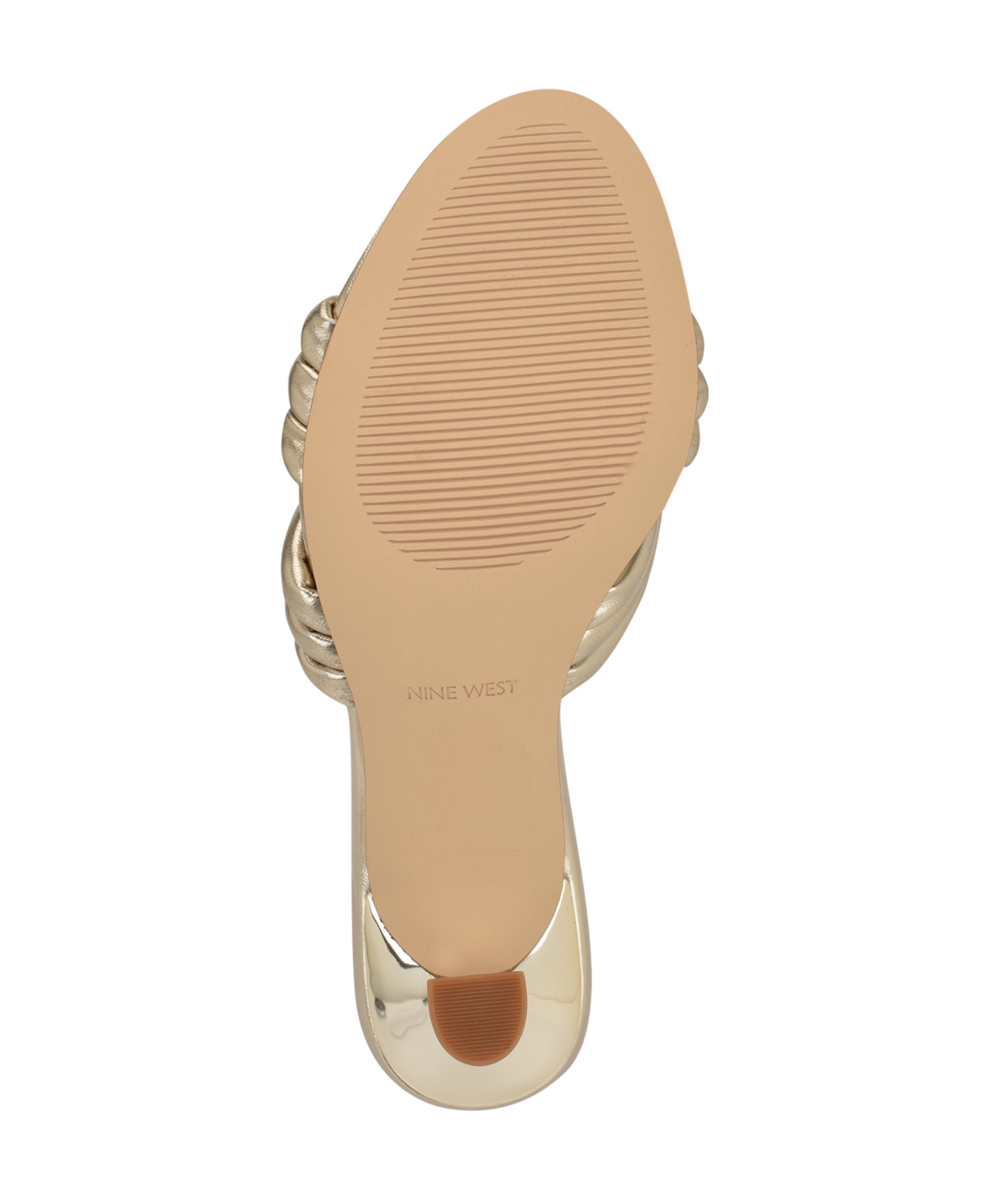 Nine West Women's Norene Slip On Tapered Heel Dress Sandals In Gold