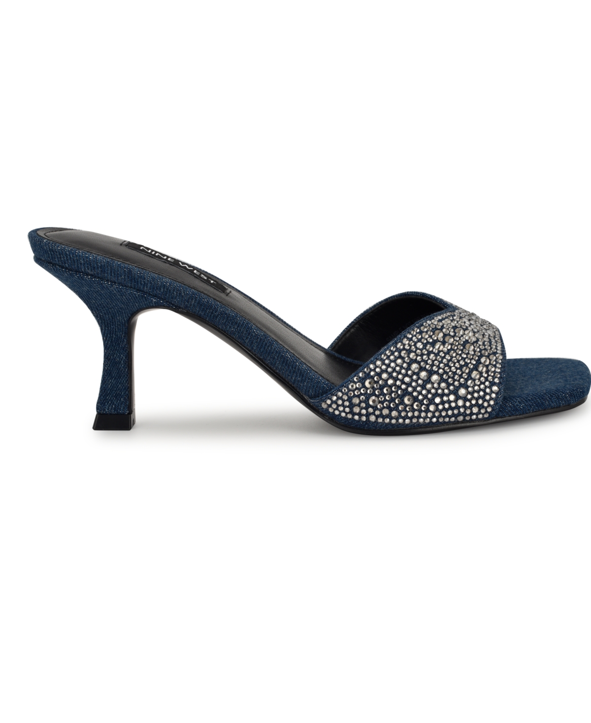 Nine West Women's Rokke Slip-on Tapered Heel Sandals In Dark Blue Denim