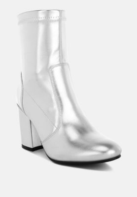 Womens Tirana Metallic Pleather Sock Boots
