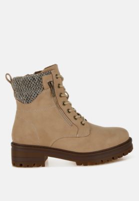 Womens Mahisha Knitted Collar Zip-Up Hiker Boots