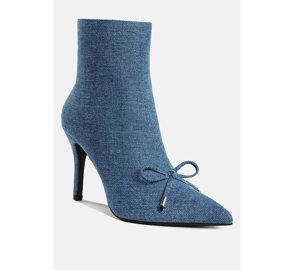 Rag & Co Flapper Bow DetailAnkle Boots - Denim