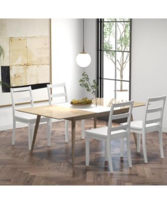 Set of 2 Wood Dining Chairs with Solid Rubber Wood Legs