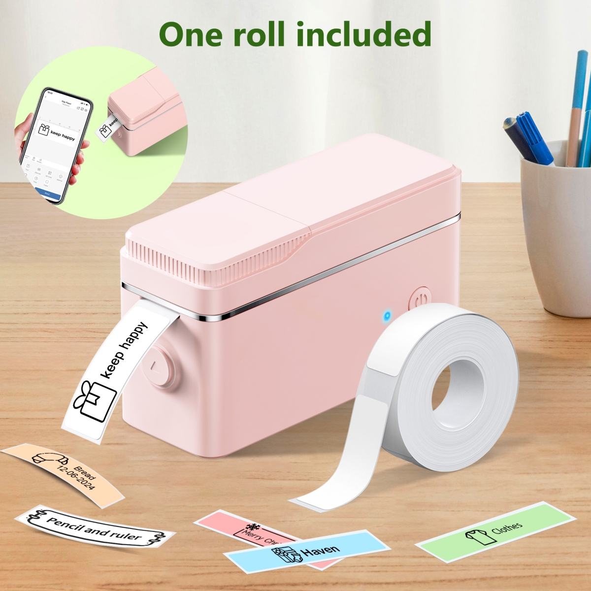 Polono P31S Label Maker Machine with Tape, Portable Thermal Printer, Portable Bluetooth Label Printer for Organizing Storage Office Home, Sticker Make
