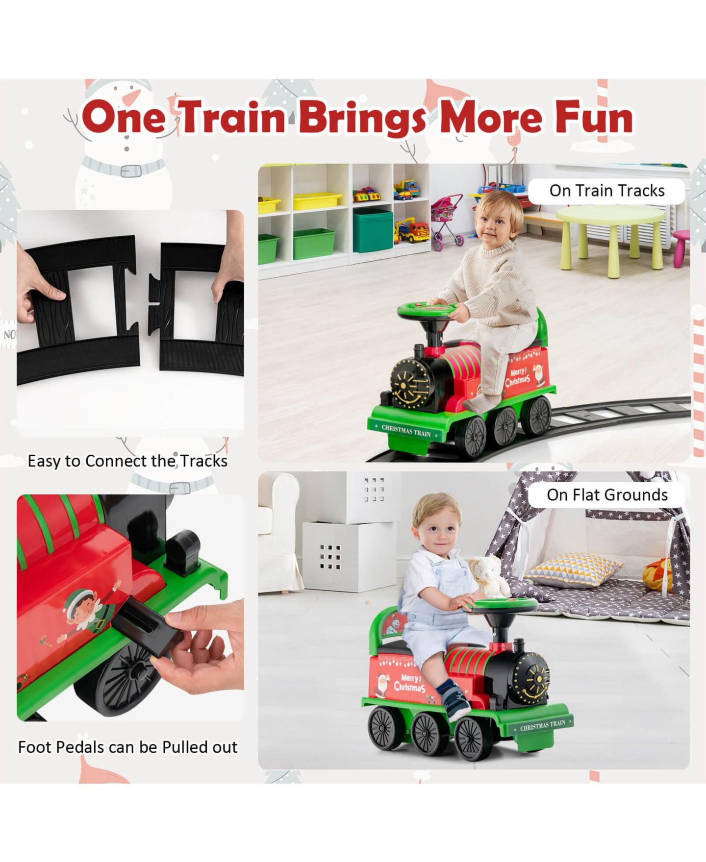 Детские игрушки HONGGE 6V Electric Kids' Ride-On Train with 16-Piece Track Set — фото 4
