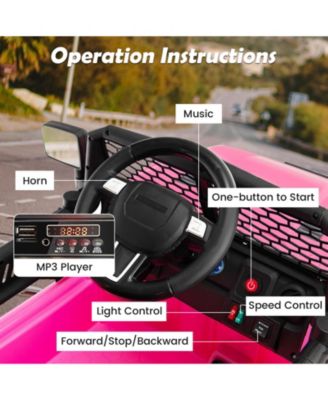 12V Kids Ride On Truck with Remote Control and Headlights-Pink