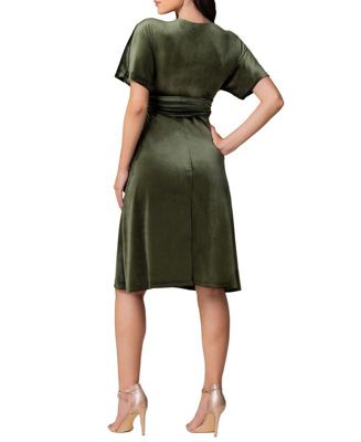 Women's Angelic Velvet Midi Cocktail Dress with Pockets