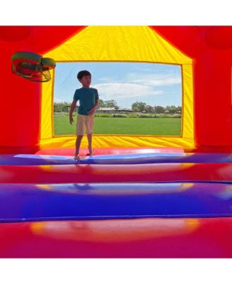 HeroKiddo Castle Commercial Grade Bounce House for Kids and Adults (with Blower), Basketball Hoop, Outdoor Indoor, Birthday Party, Rental Quality, Big Inflatable, All Seasons