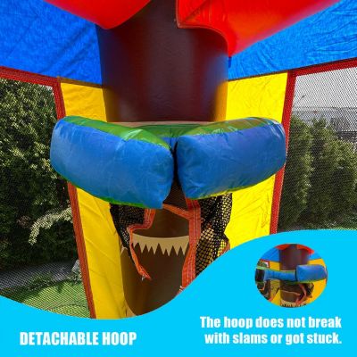HeroKiddo Safari Bounce House Inflatable for Kids and Adults (with Blower), Commercial Grade, Basketball Hoop, Birthday Party, Rental Quality, Backyard Home, Outdoor Indoor Use, Moonwalk Bouncy House