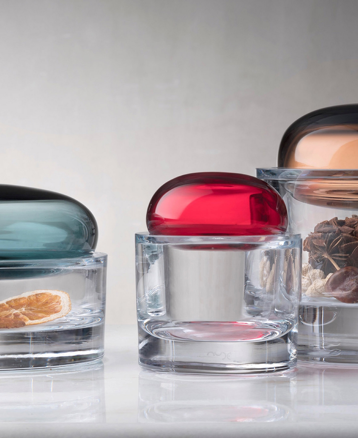 Nude Glass Ecrin Small Glass Lidded Vessel Storage Box In Red