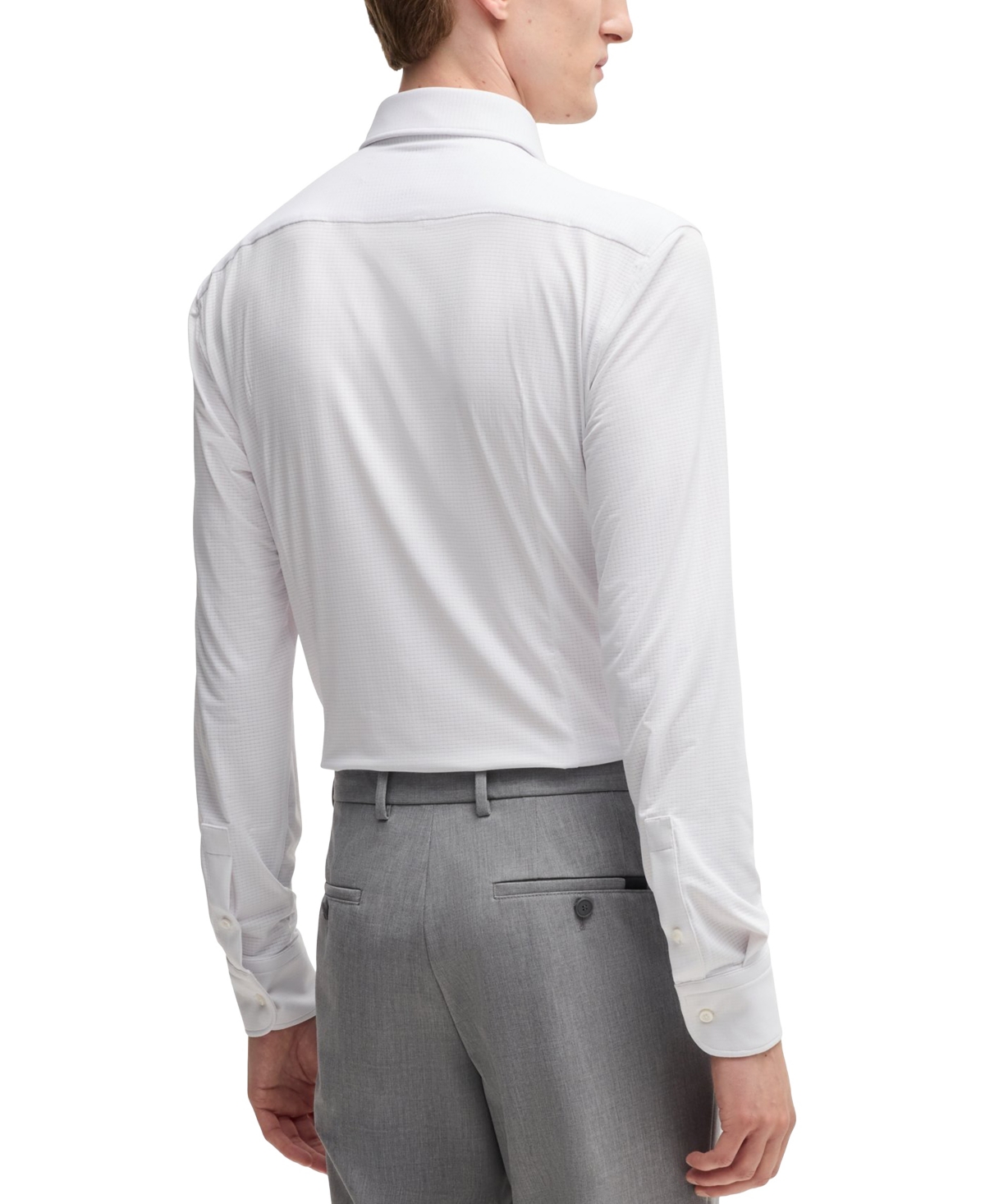 Hugo Boss Boss Roan Solid Stretch Cotton Button-up Shirt In White