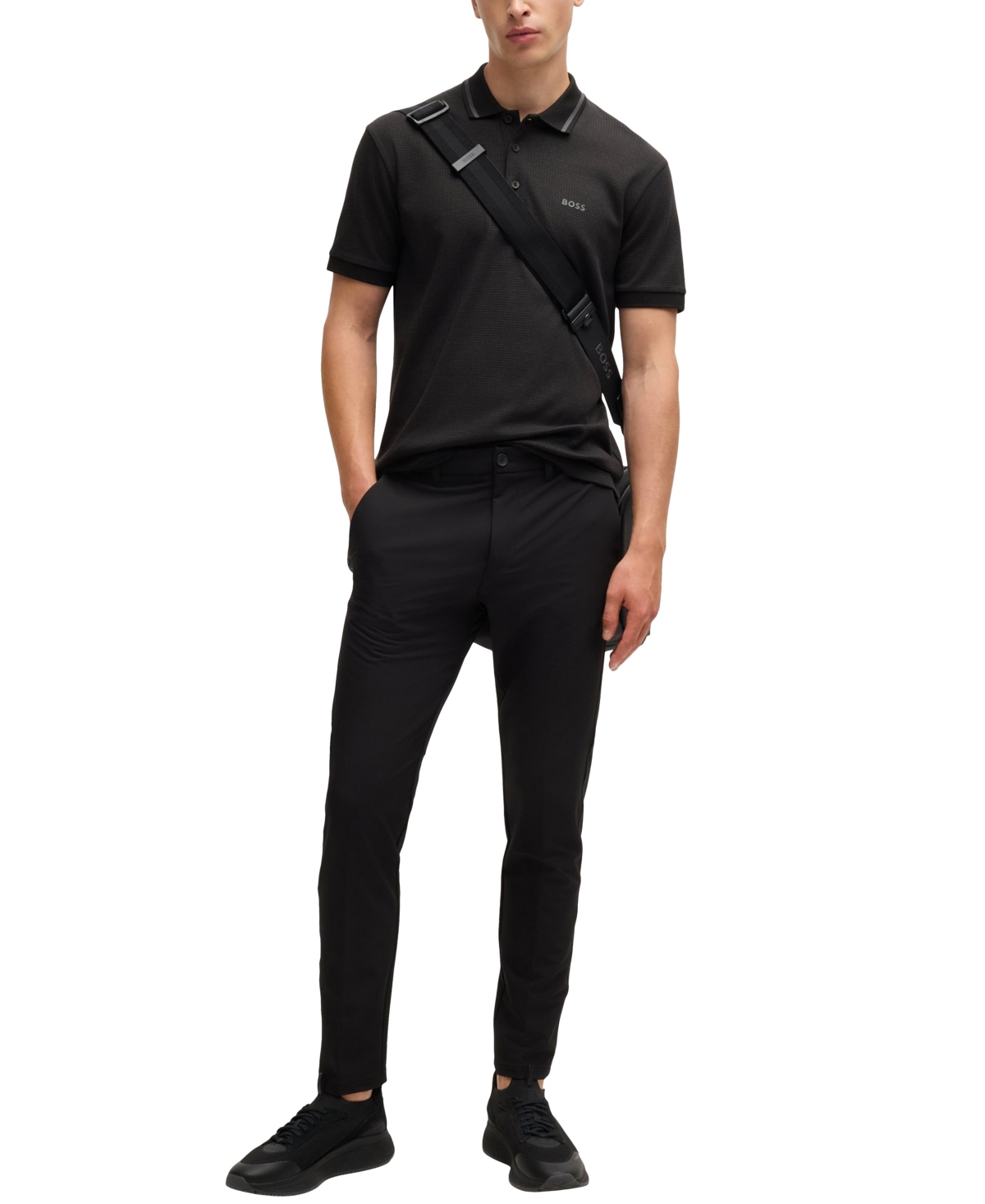 Hugo Boss Boss By  Men's Jacquard Regular-fit Paddy Polo In Black
