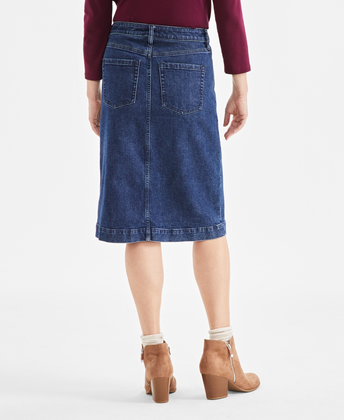 MACY'S WOMEN'S DENIM MIDI SKIRT, EXCLUSIVELY AT MACY'S 
