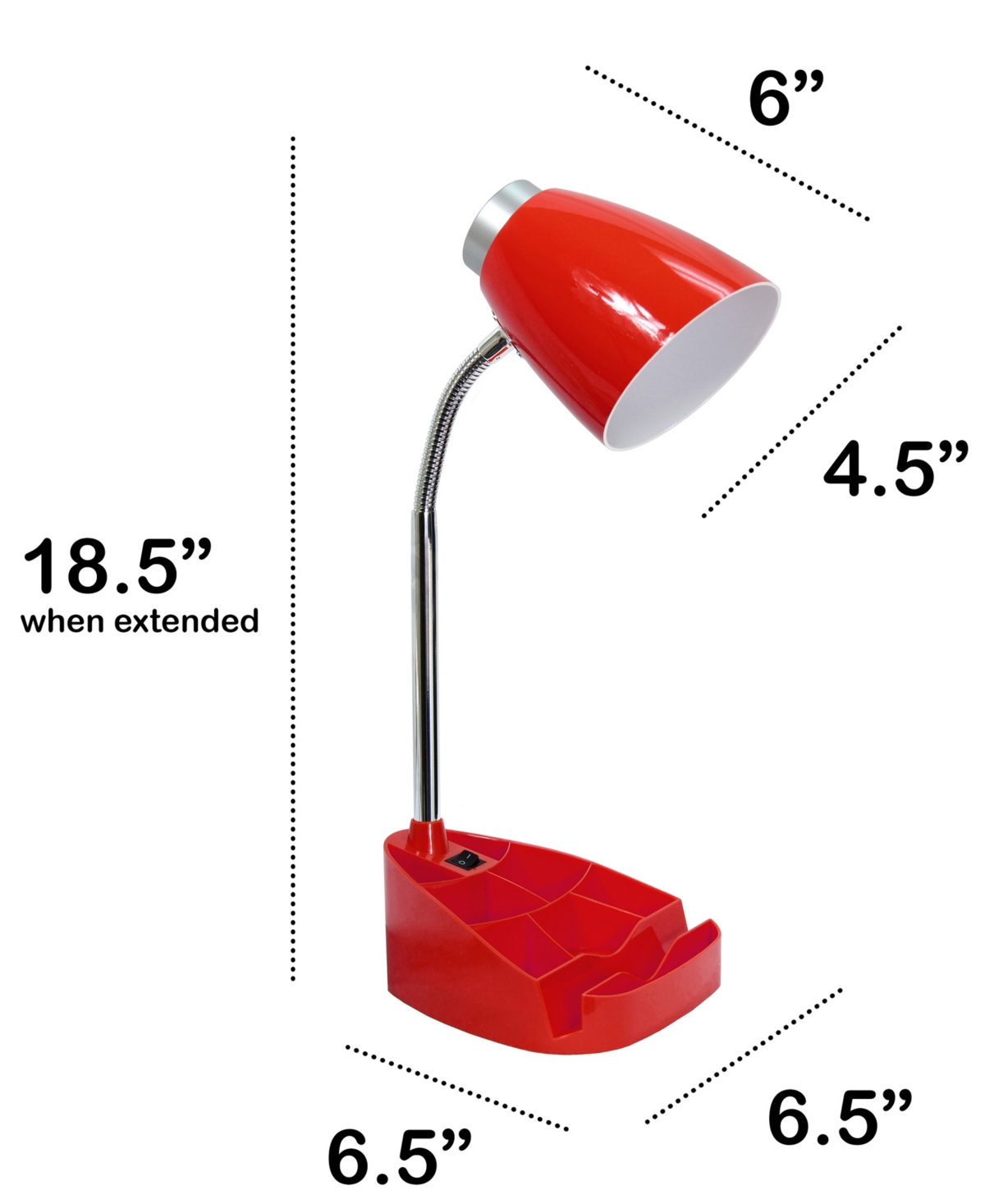Creekwood Home 18.5" Flexible Gooseneck Organizer Desk Lamp In Red