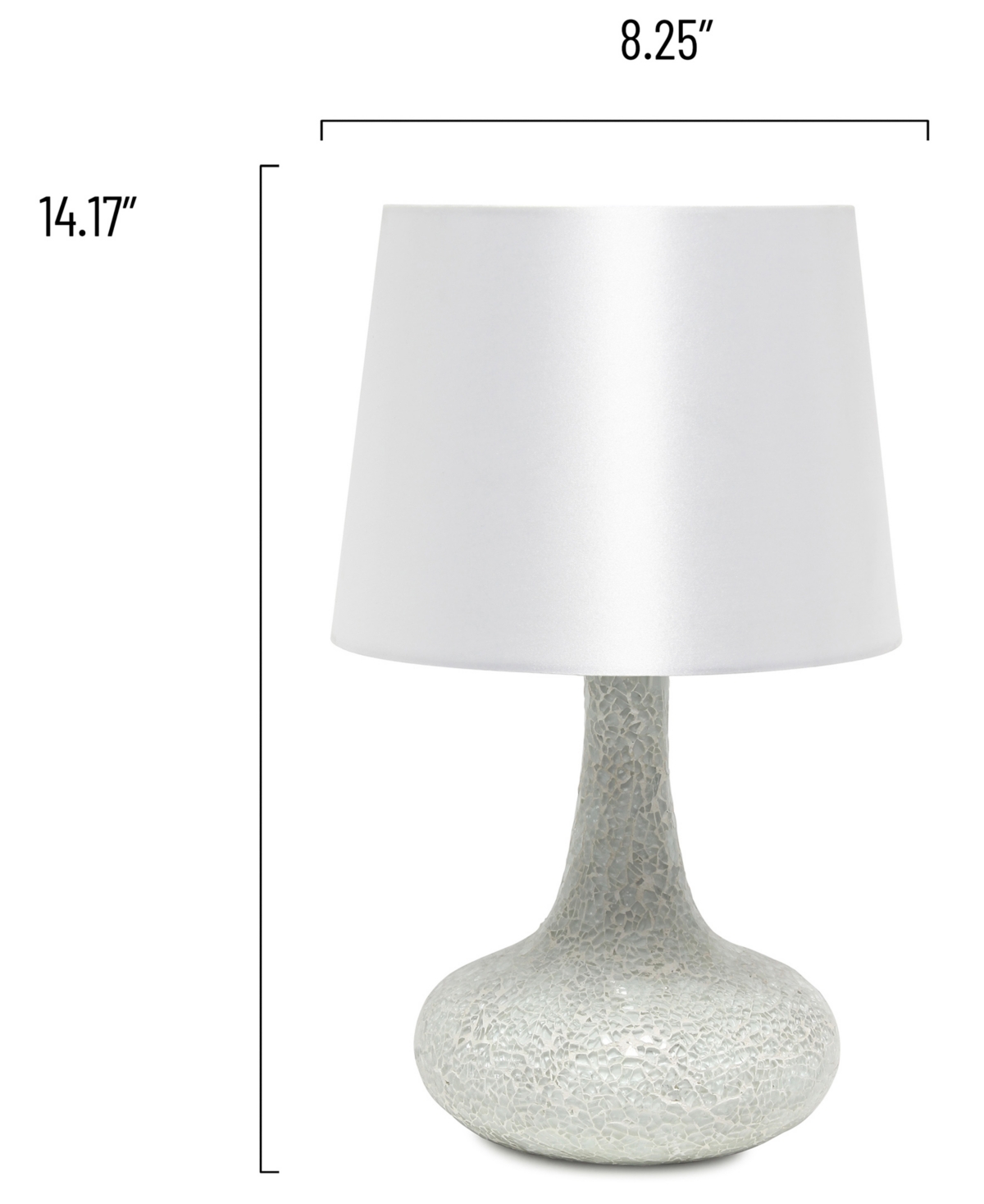 Creekwood Home 14.17" Patchwork Crystal Glass Table Lamp In White