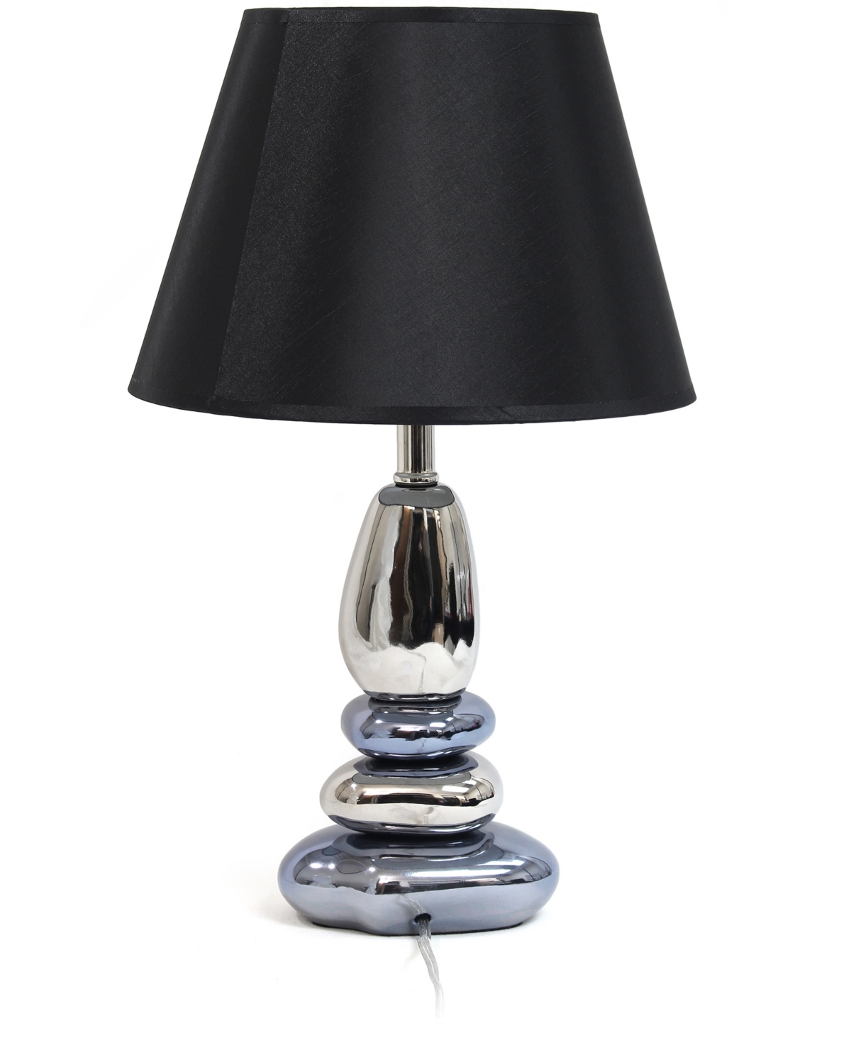 Lalia Home 21.5" Contemporary Ebb And Flow Stacked Stone Table Lamp In Chrome And Metallic Blue