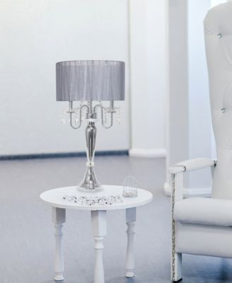 31" Chrome Cascading Crystal Table Lamp