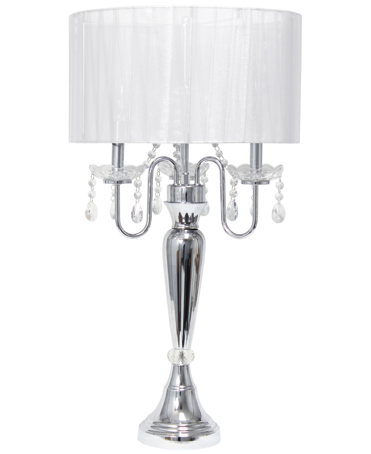 Lalia Home 31" Chrome Cascading Crystal Table Lamp In Chrome,white Shade