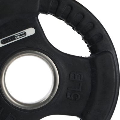 5 Pound Olympic Rubber Coated Weight Plate with Handle, Black (2 Pack)