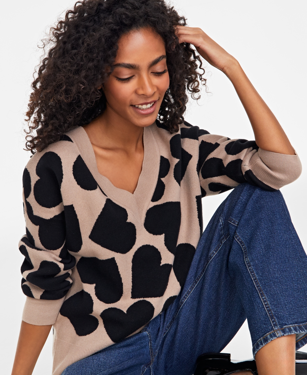 On 34th Women's V-Neck Dropped-Shoulder Sweater, Created for Macy's