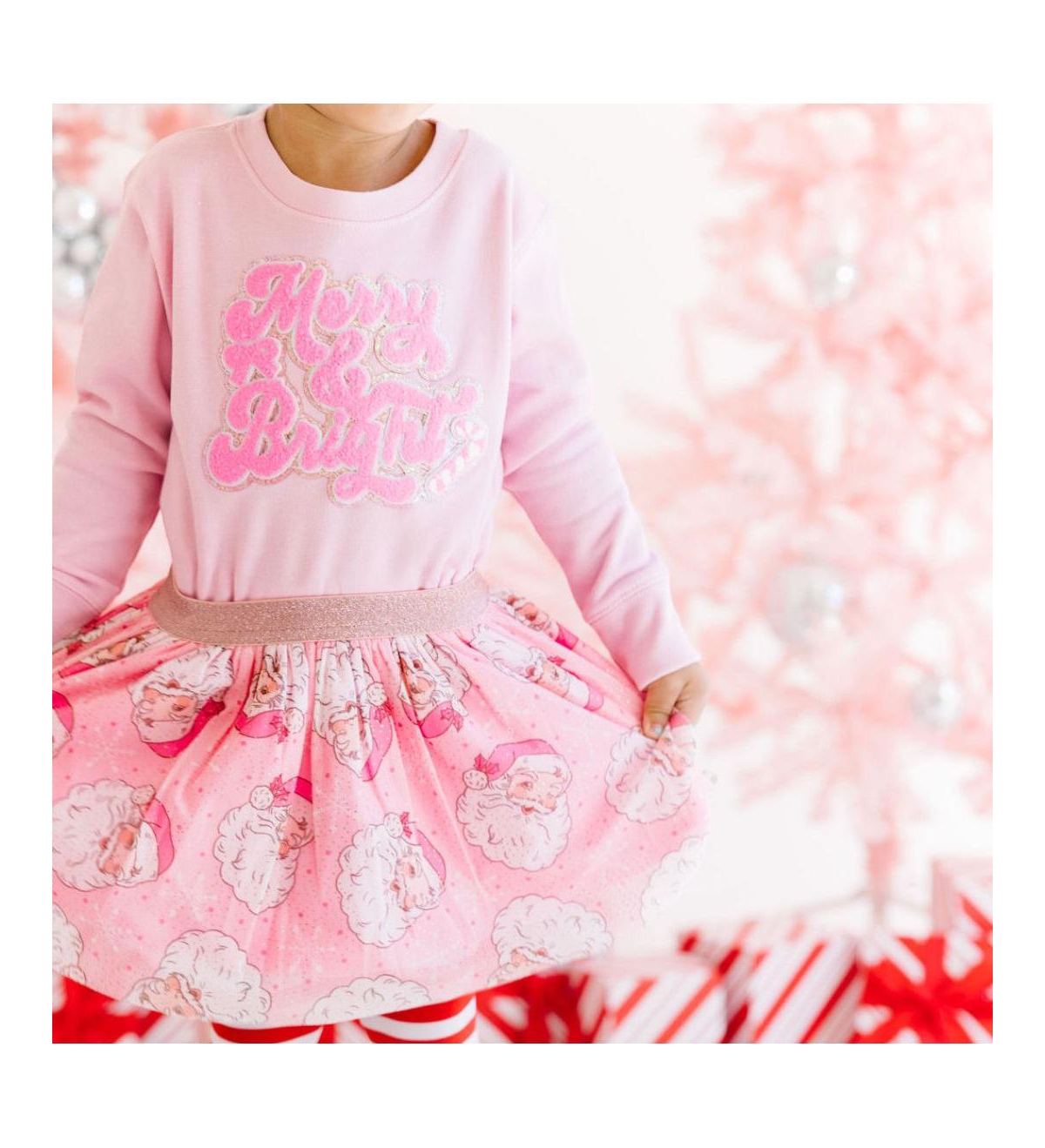 Sweet Wink Toddler Girls Merry and Bright Patch Christmas Sweatshirt