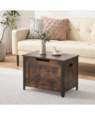 47" Engineered Wood Safety Hinges & Faux Leather Seat Storage Bench