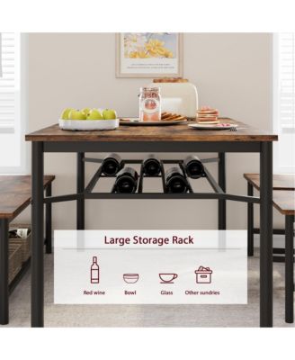 Dining Table Set for 4, Kitchen Table and 2 Chairs , 47.2" Rectangular Kitchen Table Set, Dining Room Table Set Brown