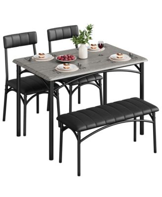 Dining Table Set for 4, Kitchen Table and Chairs for 4, Rectangular Kitchen Table Set , Dining Room Table Set,Grey