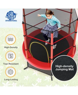 55'' Recreational Trampoline for Kids Toddler Trampoline w/ Enclosure Net
