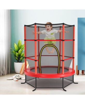 55'' Recreational Trampoline for Kids Toddler Trampoline w/ Enclosure Net