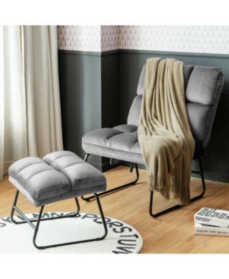 Velvet Massage Recliners with Ottoman Remote Control and Side Pocket