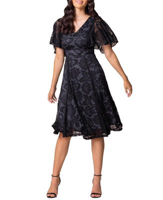 Kiyonna Women's Camille Lace Cocktail Dress - Storm Grey