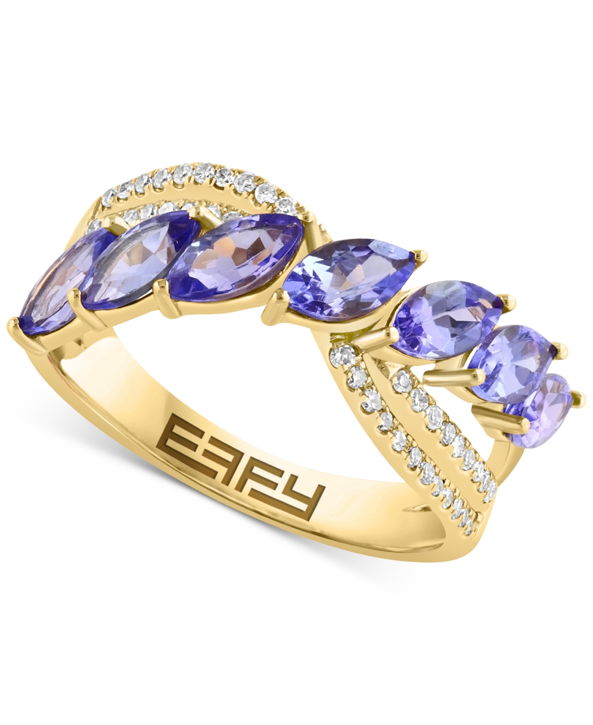 Effy Collection Effy Tanzanite (1-3/8 Ct. T.w.) & Diamond (1/6 Ct. T.w.) Ring In 14k Yellow Gold In Tanzanite