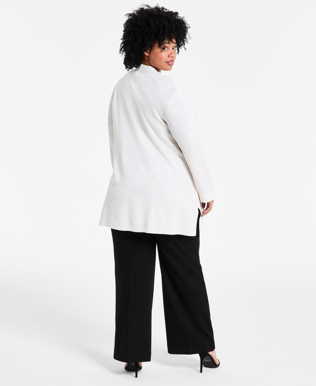 ANNE KLEIN PLUS SIZE LACE-APPLIQUE OPEN-FRONT CARDIGAN 