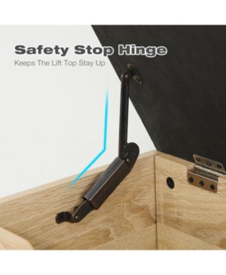 Storage Chest with Foam Pad Seating Cushion, Natural Rattan 16in Storage Bench Organizer