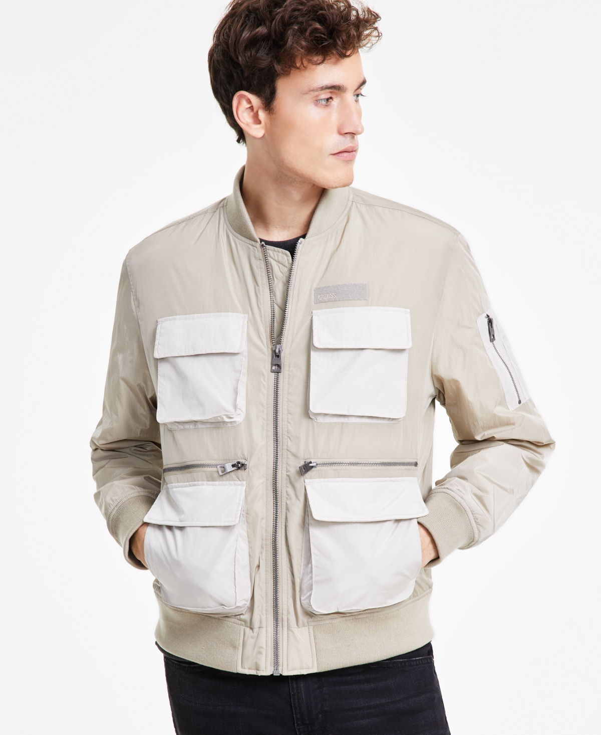 Men's Tech Nylon Utility Bomber Jacket - Impact Grey