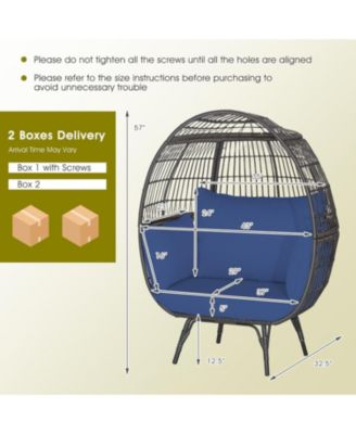 Oversized Patio Rattan Egg Lounge Chair with 4 Cushions
