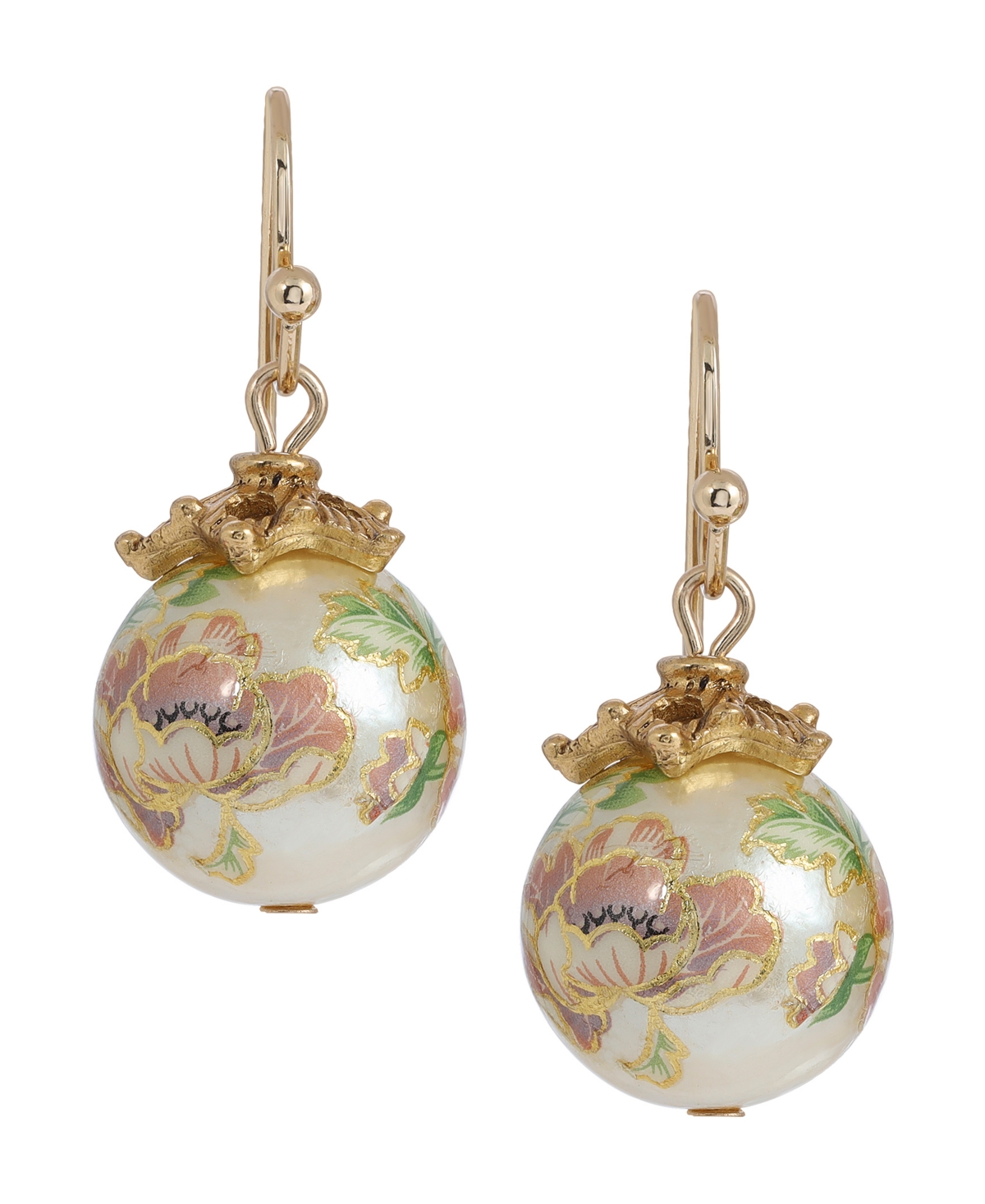 2028 Floral Acrylic Bead Drop Earrings In White